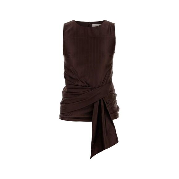 Loulou De Saison Women Chocolate Satin Fonda Top